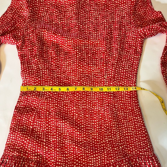 Vintage Neiman Marcus 1980s Red Dots Ruffle Dress 100% Silk SZ 4 - Picture 11 of 15